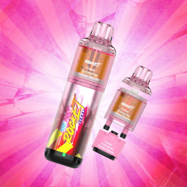 Big Puff Rocket 32000 puffs - Fraise Framboise Cerise glacée 20mg. 32k Puffs. Grosse Puff Rechargeable