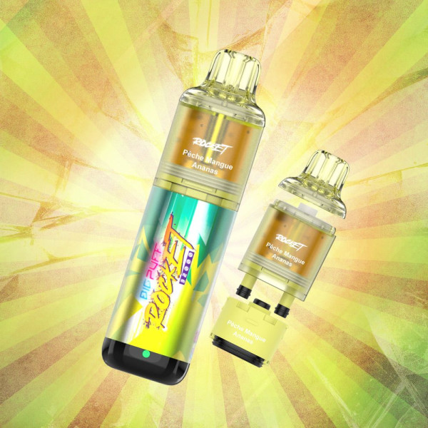 Big Puff Rocket 32000 puffs - Pêche Mangue Ananas 20mg. 32k Puffs. Grosse Puff Rechargeable
