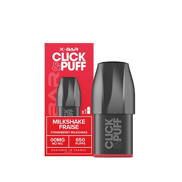 Cartouche Milkshake Fraise - Click & Puff de X-Bar